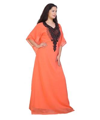 orange georgette embroidered zari work islamic-kaftans 1