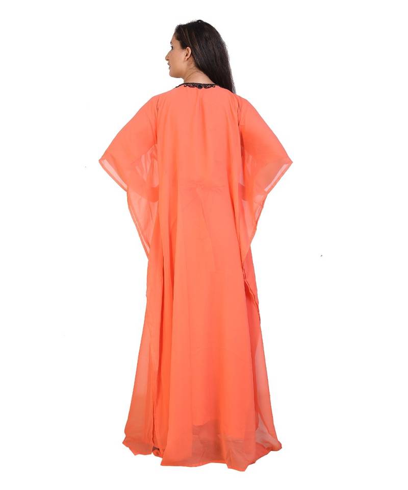 orange georgette embroidered zari work islamic-kaftans