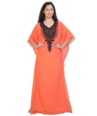 orange georgette embroidered zari work islamic-kaftans 4