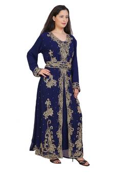 blue georgette embroidered zari work islamic-kaftans