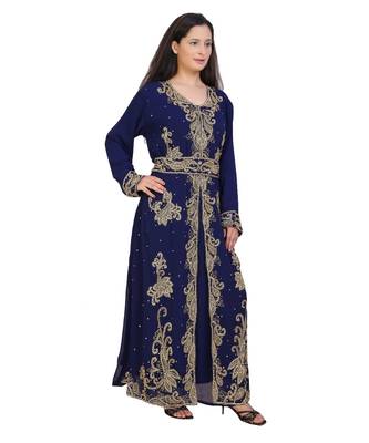 blue georgette embroidered zari work islamic-kaftans 1