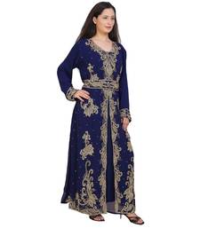 blue georgette embroidered zari work islamic-kaftans