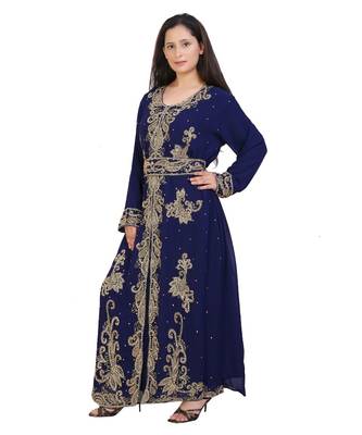 blue georgette embroidered zari work islamic-kaftans 2