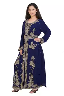 blue georgette embroidered zari work islamic-kaftans