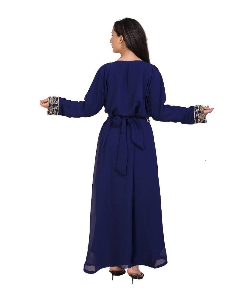 blue georgette embroidered zari work islamic-kaftans