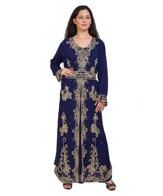 blue georgette embroidered zari work islamic-kaftans 4