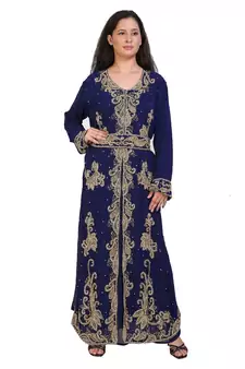 blue georgette embroidered zari work islamic-kaftans