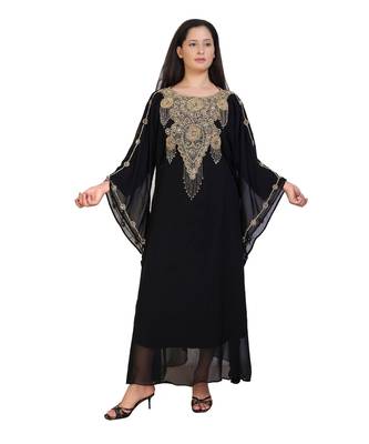 black georgette embroidered zari work islamic-kaftans 1