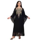 black georgette embroidered zari work islamic-kaftans