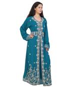 turquoise georgette embroidered zari work islamic-kaftans