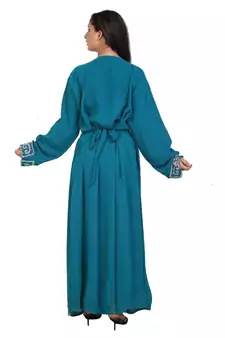 turquoise georgette embroidered zari work islamic-kaftans