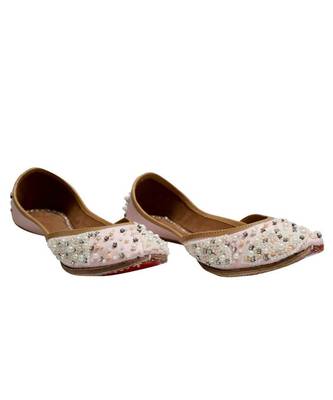 Peach Pearl & Stone Work Party Wear Ethnic.Jutti 1