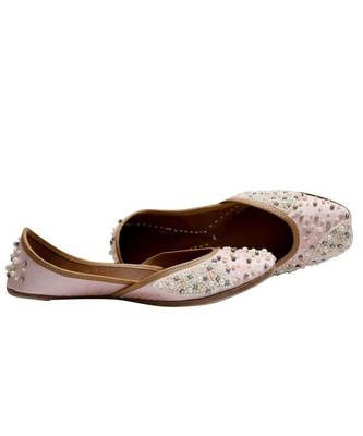Peach Pearl & Stone Work Party Wear Ethnic.Jutti 2