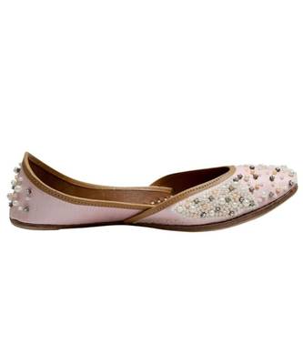 Peach Pearl & Stone Work Party Wear Ethnic.Jutti 3