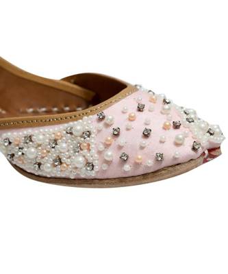Peach Pearl & Stone Work Party Wear Ethnic.Jutti 4