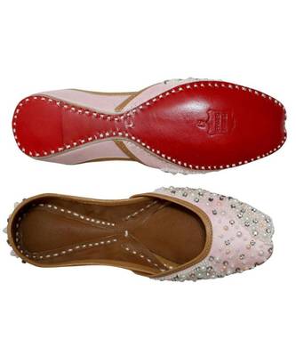 Peach Pearl & Stone Work Party Wear Ethnic.Jutti 5