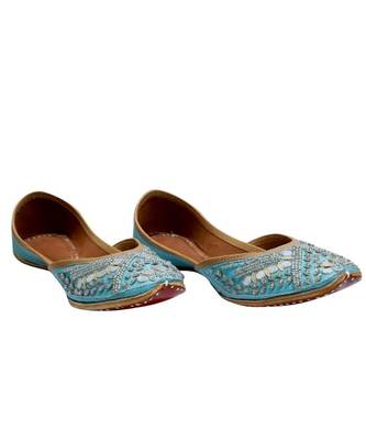 Sky Blue Mirror & Bead Work Party Wear Ethnic.Jutti 1