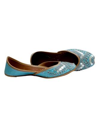 Sky Blue Mirror & Bead Work Party Wear Ethnic.Jutti 2