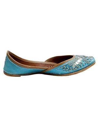 Sky Blue Mirror & Bead Work Party Wear Ethnic.Jutti 3