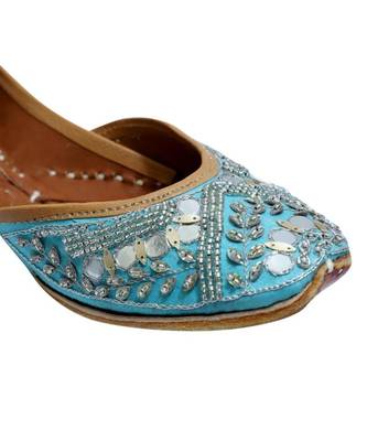 Sky Blue Mirror & Bead Work Party Wear Ethnic.Jutti 4