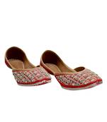 Red Stone Work Party Wear Ethnic.Jutti