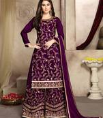 Purple Designer Party Wear Plazo Suit