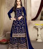 Blue Designer Party Wear Plazo Suit