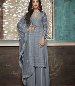 Grey Designer Party Wear Plazo Suit