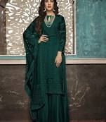 Dark Green Designer Party Wear Plazo Suit