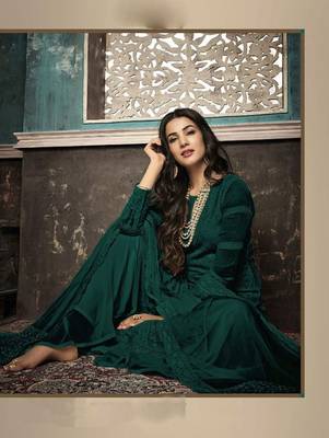 Dark Green Designer Party Wear Plazo Suit 2
