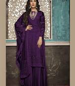 Purple Designer Party Wear Plazo Suit
