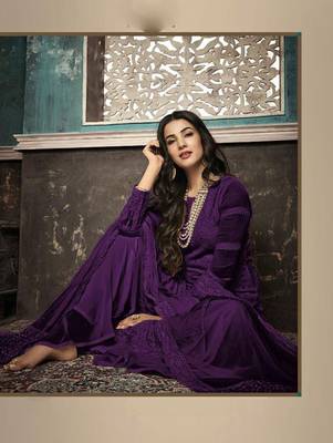 Purple Designer Party Wear Plazo Suit 2