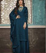 Blue Designer Party Wear Plazo Suit