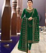 Green Satin Georgette Party Wear Suit