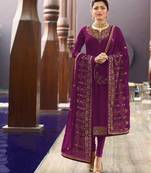 Purple Satin Georgette Party Wear Suit