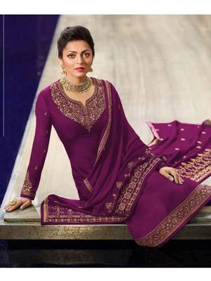 Purple Satin Georgette Party Wear Suit 2