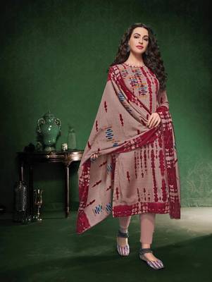 Brown & Maroon Designer Pashmina Suit 1