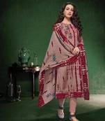 Brown & Maroon Designer Pashmina Suit