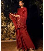 Nitya maroon embroidered cotton silk kurta-sets