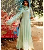 Kanta green embroidered cotton silk kurta-sets