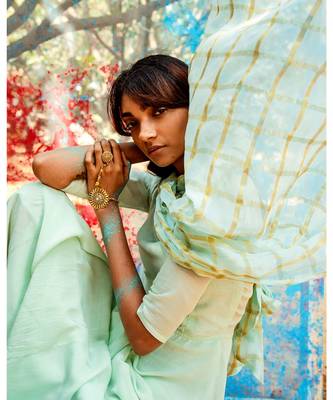 Kanta green embroidered cotton silk kurta-sets 4