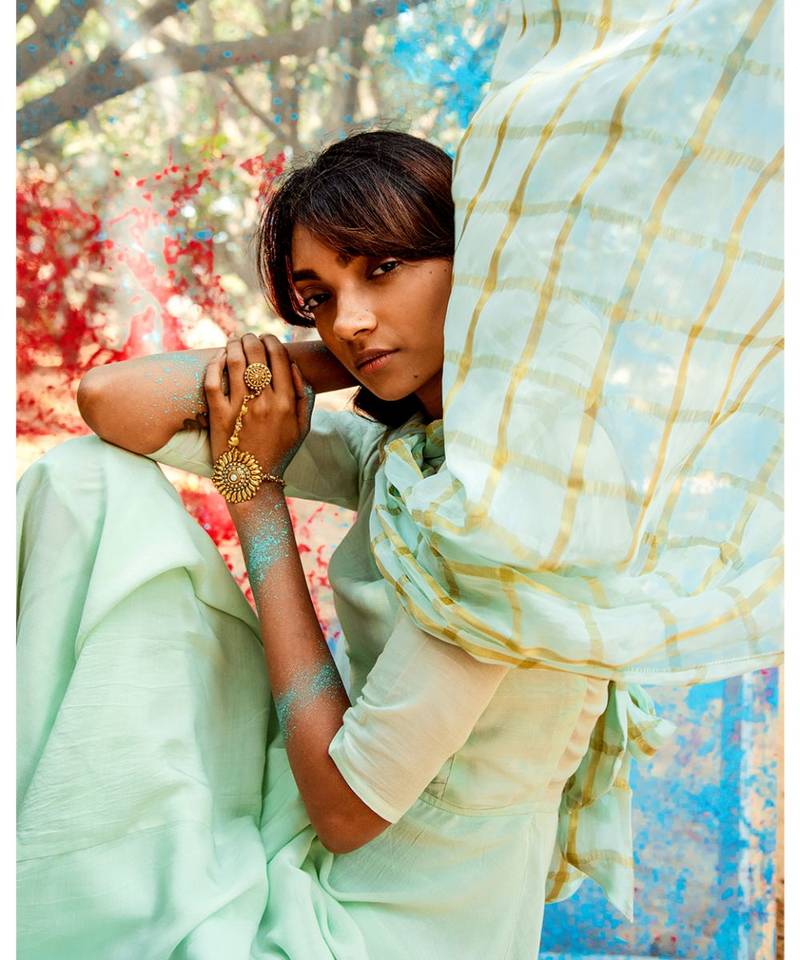 Kanta green embroidered cotton silk kurta-sets