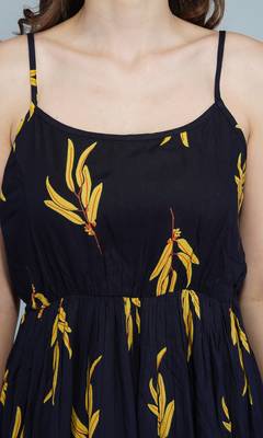 Navy-blue printed viscose rayon maxi-dresses 6