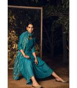 Kaari blue embroidered cotton silk kurta-sets