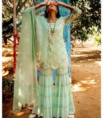 Samyuta green embroidered cotton silk kurta-sets