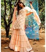 Kasita Peach embroidered cotton silk kurta-sets