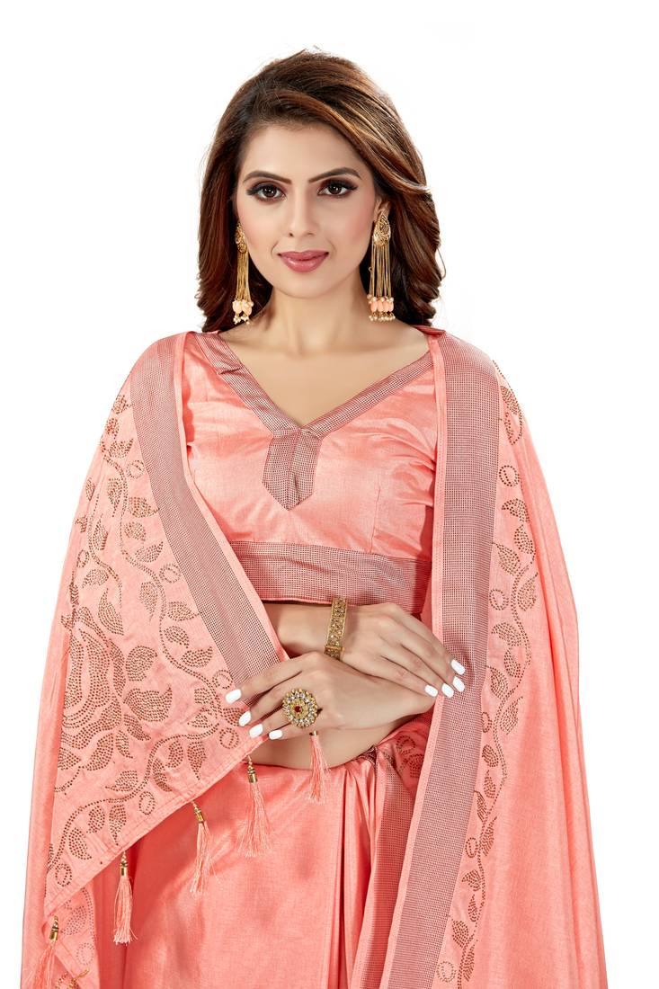 Women's Manipuri Silk Pink Embellished Designer Saree With Blouse Piece