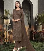 Coffee Brown Pakistani Style Designer Long Suit