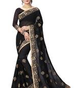 Black Embroidered Georgette Saree With Blouse