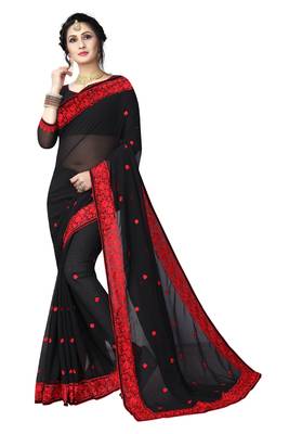 Black Embroidered Georgette Saree With Blouse 1